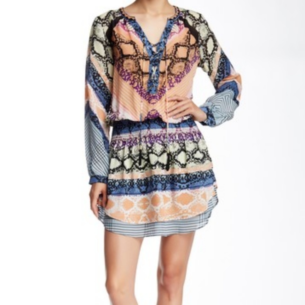 Hale Bob lace-up drop waist silk dress - Picture 2 of 7